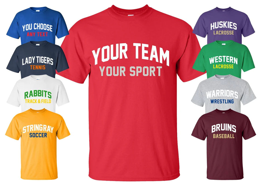 Custom T-Shirts Sports Team With Your Text And Number Available in Sizes S to 5XL