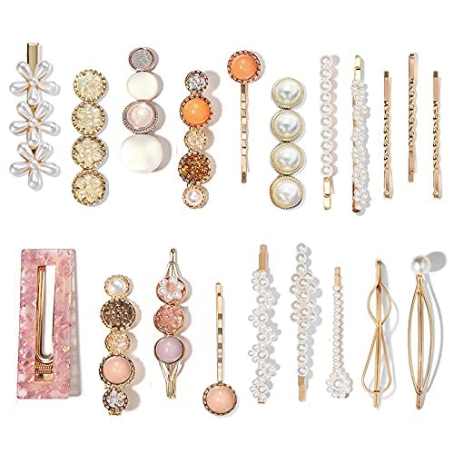 20 PCS Pearls Hair Clips Fashion Korean Style Acrylic ResinHairpins / Barrettes for Women and Ladies Girls Headwear Styling Tools Hair Accessories Bobby Pins