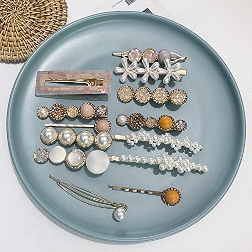 20 PCS Pearls Hair Clips Fashion Korean Style Acrylic ResinHairpins / Barrettes for Women and Ladies Girls Headwear Styling Tools Hair Accessories Bobby Pins