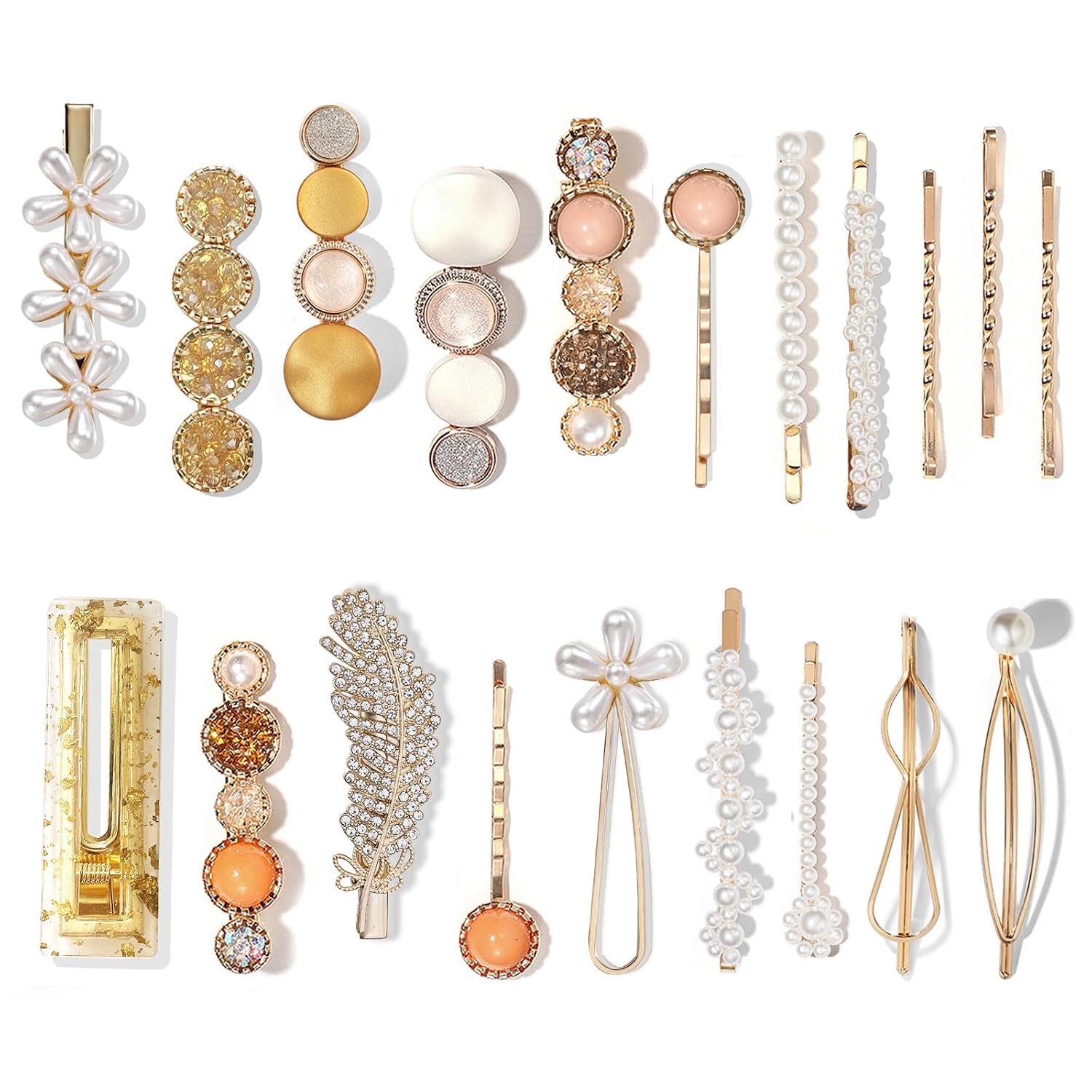 20 PCS Hair Accessories for Decorative Party Wedding, Pearl Hair Clips Set Fashion Korean Acrylic Resin Hair Barrettes, Bobby Pins Hairpins for Women and Ladies Girls Headwear Styling Tools