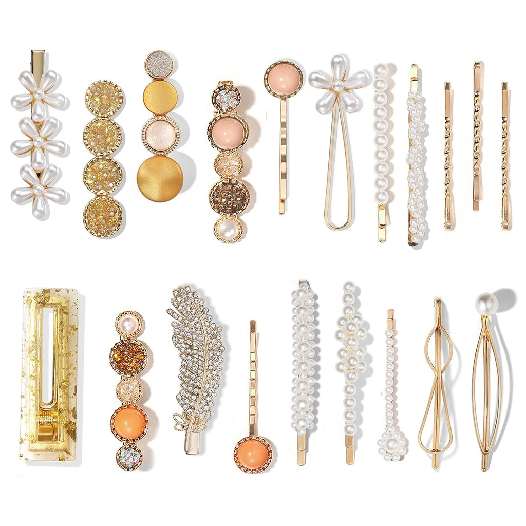 20 PCS Pearl Hair Clips Set Fashion Korean Acrylic Resin Hair Barrettes, Bobby Pins Hairpins for Women and Ladies Girls Headwear Styling Tools, Hair Accessories for Decorative Party Wedding