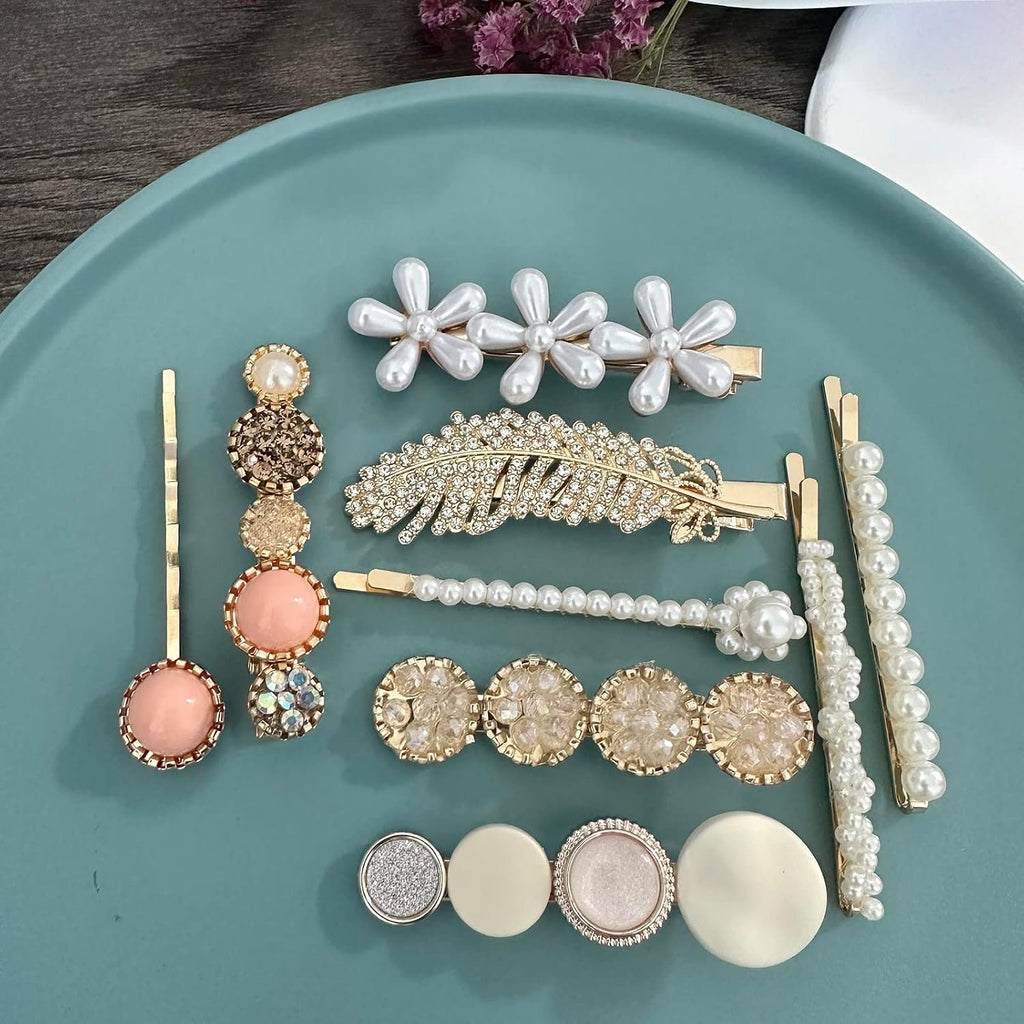 20 PCS Pearl Hair Clips Set Fashion Korean Acrylic Resin Hair Barrettes, Bobby Pins Hairpins for Women and Ladies Girls Headwear Styling Tools, Hair Accessories for Decorative Party Wedding