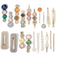 20 PCS Macaron Pearls and Acrylic Resin Hair Clips, Handmade Cute Hair Barrettes Bobby Pins, Glitter Crystal Geometric Hairpin, Elegant Gold Hair Accessories, Gifts for Women Girls