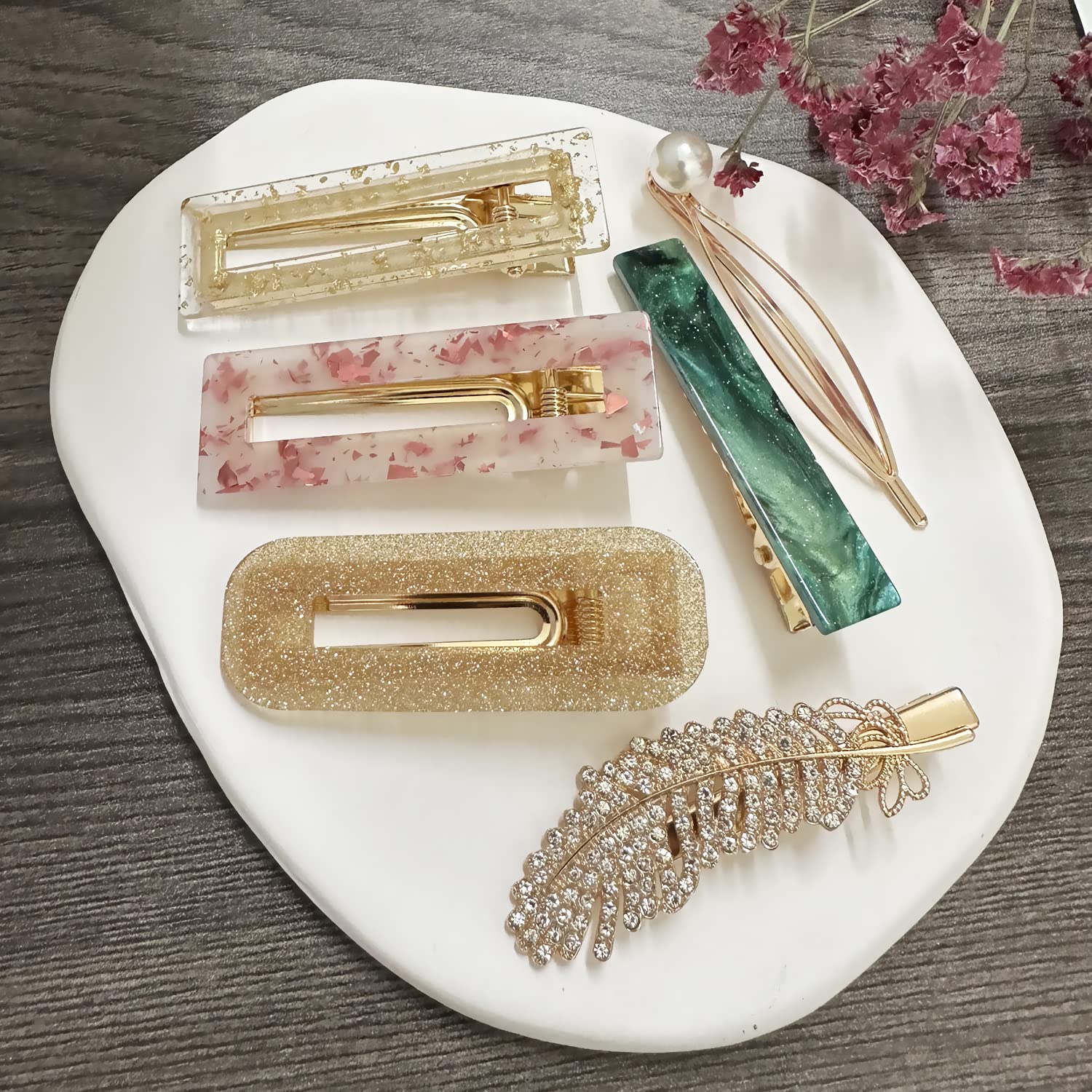 20 PCS Pearl Hair Clips Set Fashion Korean Acrylic Resin Hair Barrettes, Bobby Pins Hairpins for Women and Ladies Girls Headwear Styling Tools, Hair Accessories for Decorative Party Wedding