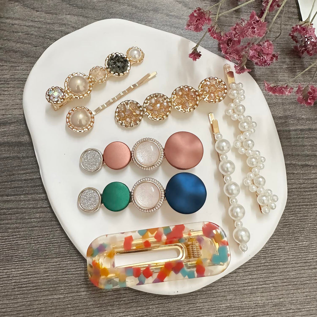 20 PCS Pearl Hair Clips Set Fashion Korean Acrylic Resin Hair Barrettes, Bobby Pins Hairpins for Women and Ladies Girls Headwear Styling Tools, Hair Accessories for Decorative Party Wedding
