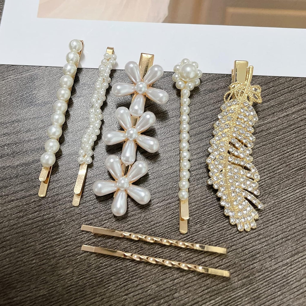 20 PCS Hair Accessories for Decorative Party Wedding, Pearl Hair Clips Set Fashion Korean Acrylic Resin Hair Barrettes, Bobby Pins Hairpins for Women and Ladies Girls Headwear Styling Tools