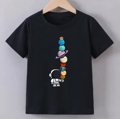 Astronaut Planeet T-Shirt Black