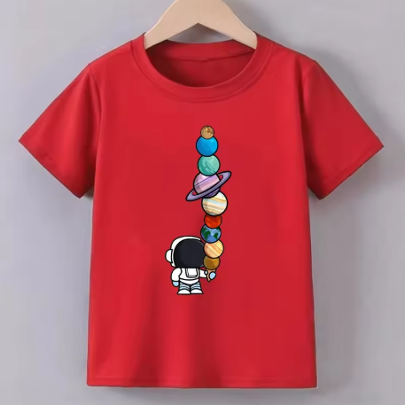 Astronaut Planeet T-Shirt Red